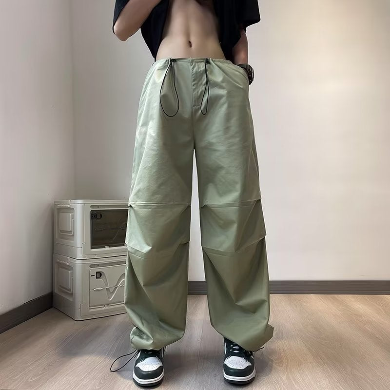 Drawstring Pleated Loose Casual Pants